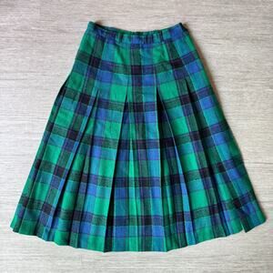 Vintage 70s Tartan Plaid Pleated Maxi Skirt Green Blue ITS MAGIC TONI GARMENT 9